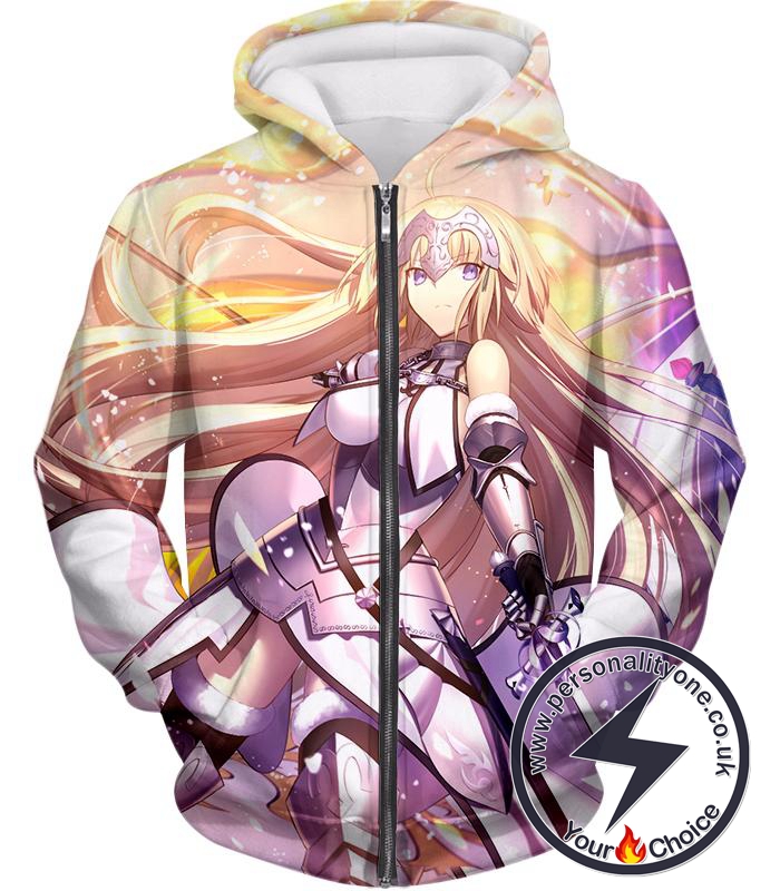 Fate Stay Night Legendary Jeanne dArc Bold Action Zip Up Hoodie